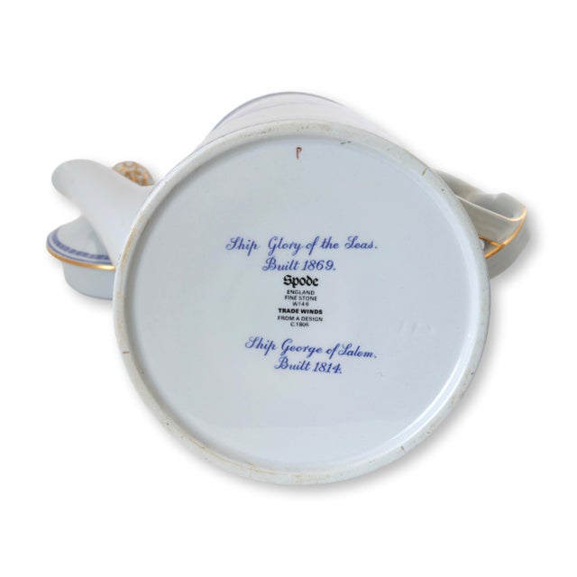 Nautical Mid 20th Century Nautical Spode Clipper Ship Tradewind Blue Coffee Pot For Sale - Image 3 of 7