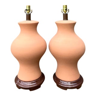 Vintage Terracotta Table Lamps - Pair For Sale