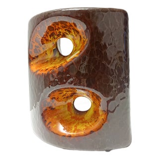 Vintage Brown and Orange Glazed Ceramic Vase by Giovanni Bertoncello, 1970s For Sale
