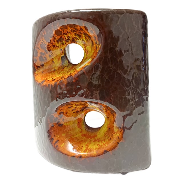 Vintage Brown and Orange Glazed Ceramic Vase by Giovanni Bertoncello, 1970s For Sale