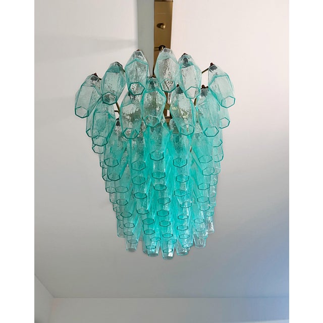 Turquoise Murano Glass Poliedri Chandelier by Carlo Scarpa, 1990s For Sale - Image 6 of 18
