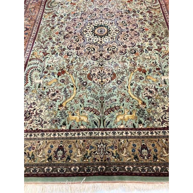 Wool pile genuine hand made very fine vintage Persian Tabriz -