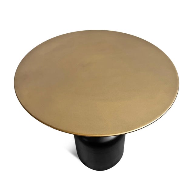 Mid-Century Modern Black Matte & Brass Side Table For Sale - Image 3 of 6