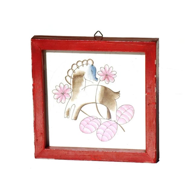 Pottery Tiles with Red Frames by Giovanni Gariboldi for Richard Ginori San Cristoforo, 1930s, Set of 2 For Sale - Image 3 of 10