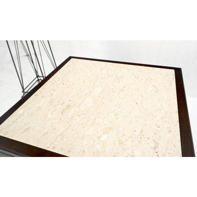 James Mont Pair Square Marble Top 2 Door Nightstands End Tables Large Decorative Pulls Mint For Sale - Image 4 of 16