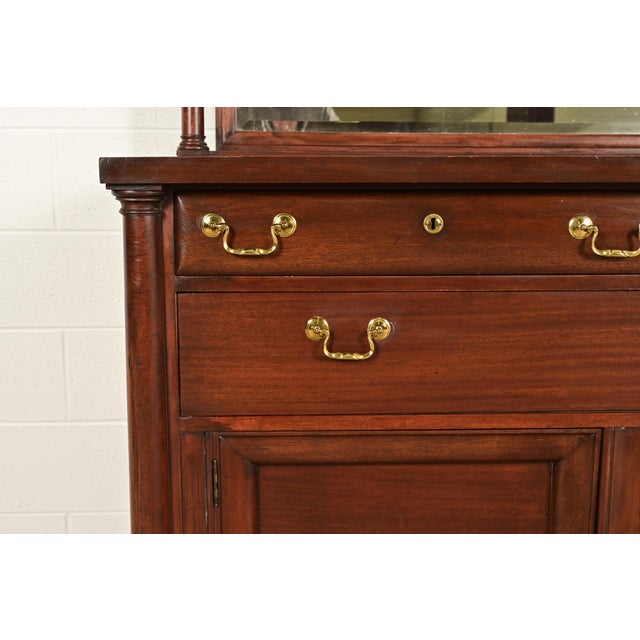 Brown Antique American Empire Mahogany Sideboard With Mirrored Backsplash, Circa 1890s For Sale - Image 8 of 14