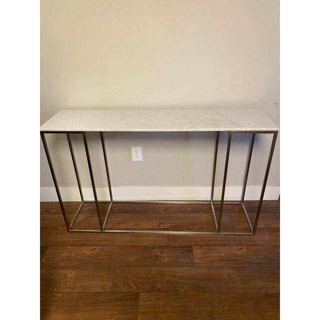 Contemporary 1950s Vintage Steel and Onyx Console Table For Sale - Image 3 of 3