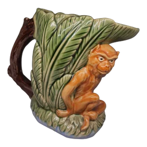 Vintage 90s Majolica Jug Pitcher Vase