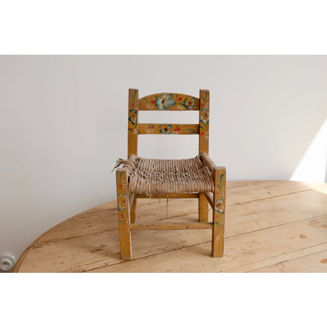 Antique Hand-Painted Wooden Child's Chair, 1950s For Sale - Image 6 of 6