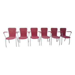 Vintage Italian Chairs in Orange, 1950s, Set of 6 For Sale