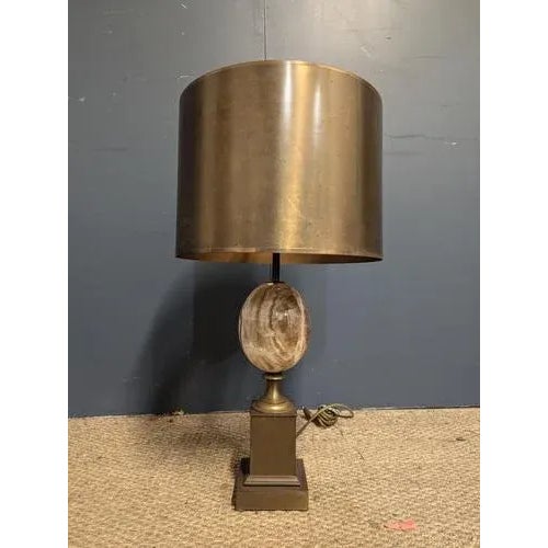 Charles Table Lamp in Brass and Onyx For Sale - Image 6 of 7