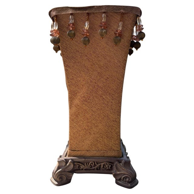 Vintage Amber Beaded Table Lamp With Ornate Scrolled Base, Hollywood Regency For Sale - Image 4 of 6