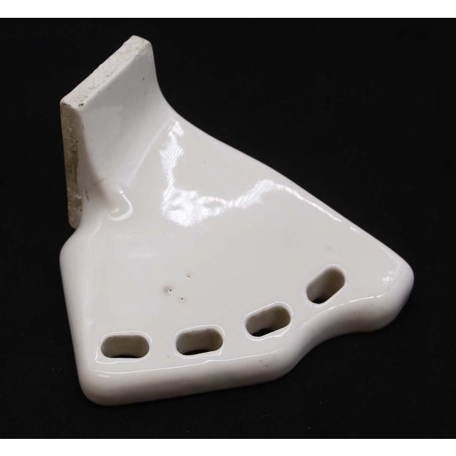 Vintage White Ceramic Corner Wall Cup & 4 Toothbrush Holder For Sale - Image 6 of 7