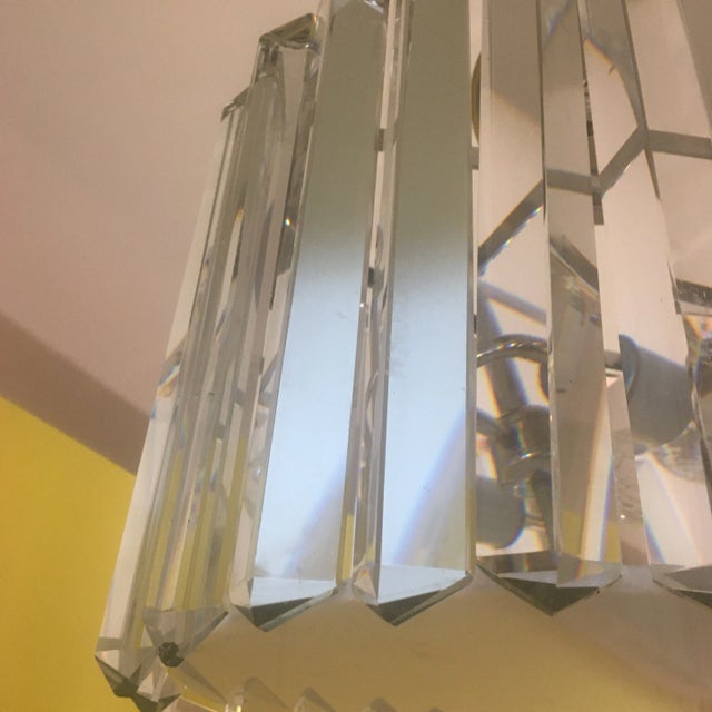 Venini - Style Crystal Prism and Chrome Oval Chandelier For Sale In Miami - Image 6 of 11