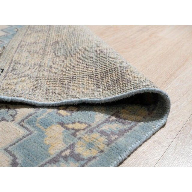 Cornflower Blue 9x12 Blue Hand-Knotted Wool Floral Symmetry Geometric Modern Carpet Rug For Sale - Image 8 of 9