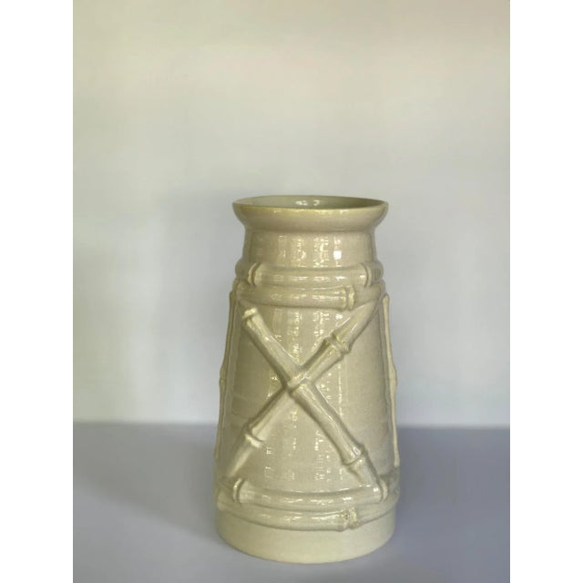 Cream Royal Haeger Bamboo Vase For Sale - Image 8 of 8