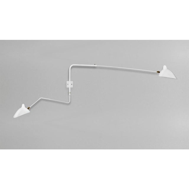 Not Yet Made - Made To Order Modern White Two Rotating Straight-Curved Arms Wall Lamp by Serge Mouille For Sale - Image 5 of 9