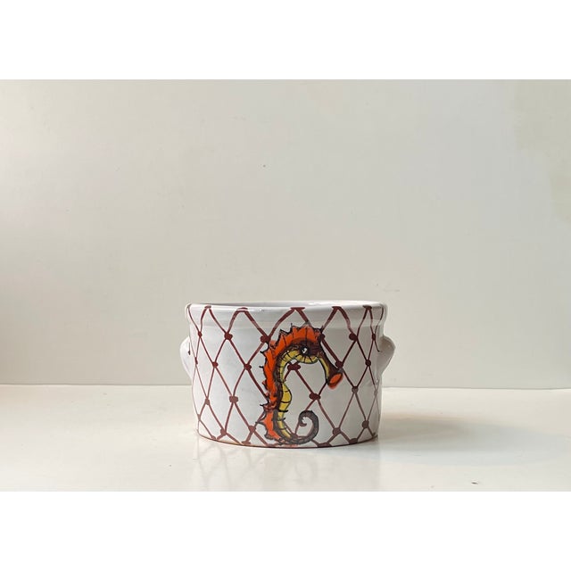 1960s Italian Hand-Painted Ceramic Planter with Seahorse, 1960s For Sale - Image 5 of 7