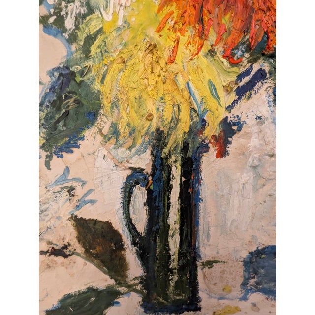 1980s Expressionist Oil Impasto Floral Still Life For Sale - Image 10 of 10