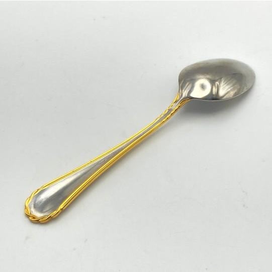 Yamazaki "Tasha" Gold Accent Stainless Flatware Set - 81 Pieces (Service for 16 With Storage Case) Vintage 1990's For Sale In Philadelphia - Image 6 of 18