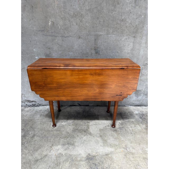 18th C Queen Anne Cherry Drop Leaf Table New England Pad Foot Antique Diminutive For Sale In San Francisco - Image 6 of 11