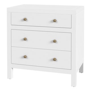 Nora 25 in. W Rectangular Wood 3 Drawer Nightstand, White For Sale