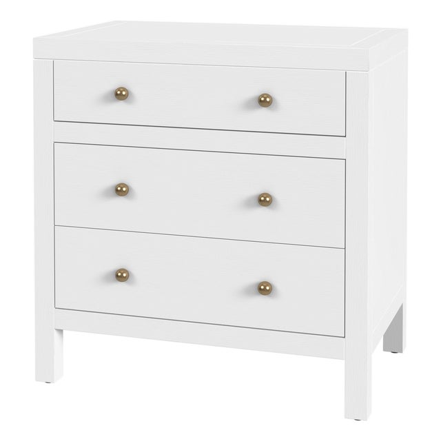 Nora 25 in. W Rectangular Wood 3 Drawer Nightstand, White For Sale