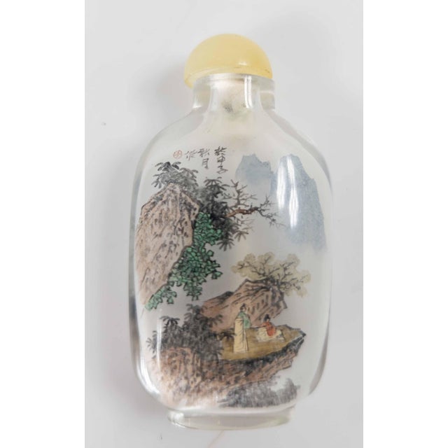 Transparent Mid-Century Chinese Inside Reverse Painted Snuff Bottle Signed For Sale - Image 8 of 9