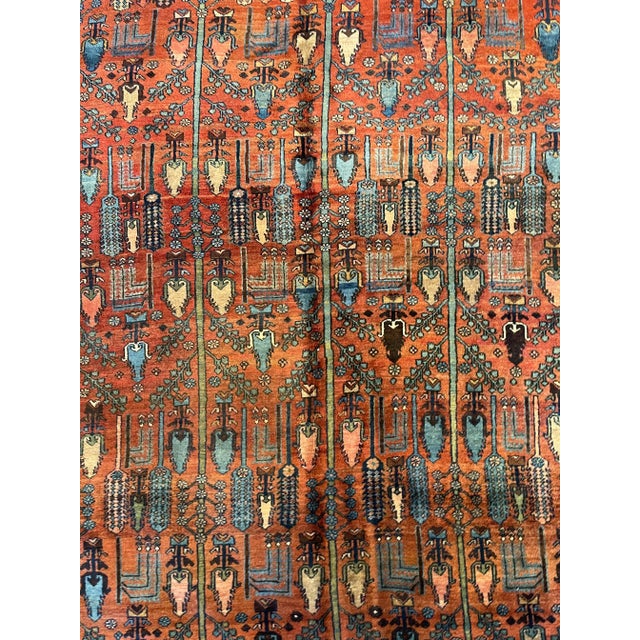 Red 19th Century Antique Persian Bidjar Rug- 8′4″ × 12′1″ For Sale - Image 8 of 9