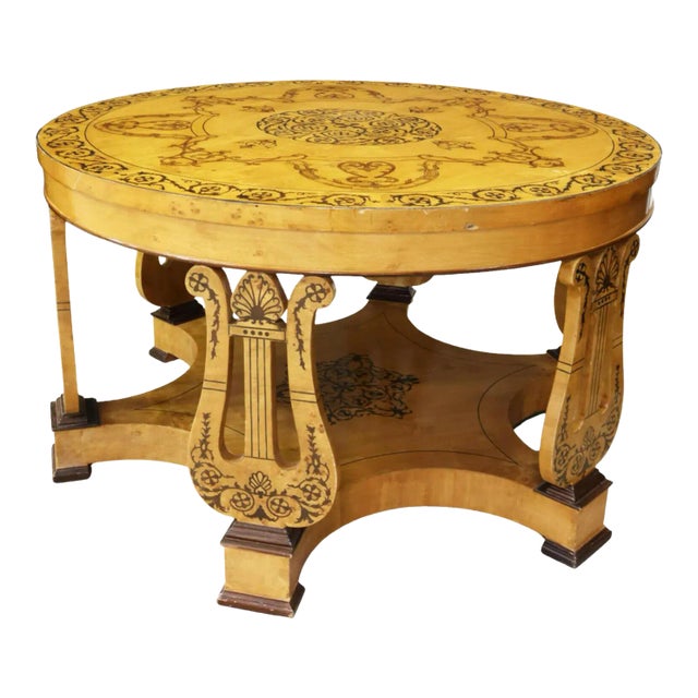 Circa 1900 Biedermeier Style Center Marquetry Table For Sale