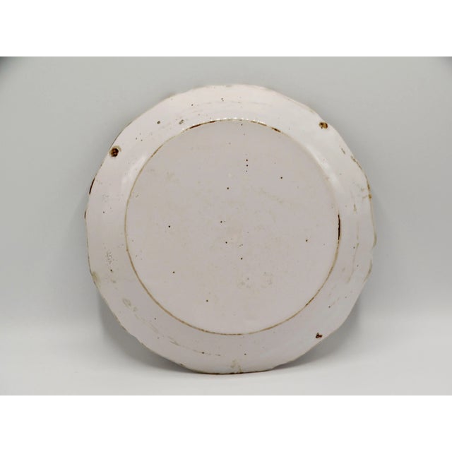 White Antique French Moustiers Plate For Sale - Image 8 of 9