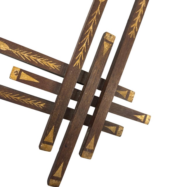 Antique 1900s Large Geometric Decorated Folk Art Wood Picture Frame - Adirondack Eastlake Style W/ Gold Painted Arrow Motif - 24.5" X 23.75" For Sale - Image 10 of 16