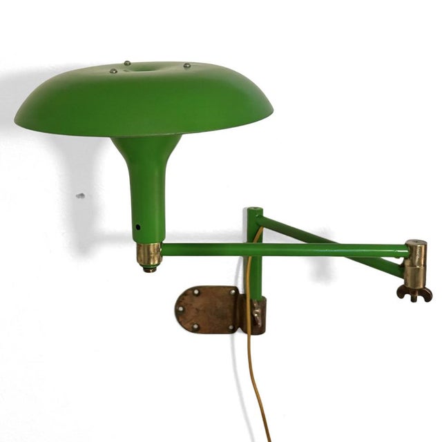 Mid-Century Modern Modernist Adjustable Wall Lamp in Steel and Brass from Upsala Armaturfabrik, Sweden, 1940s For Sale - Image 3 of 15