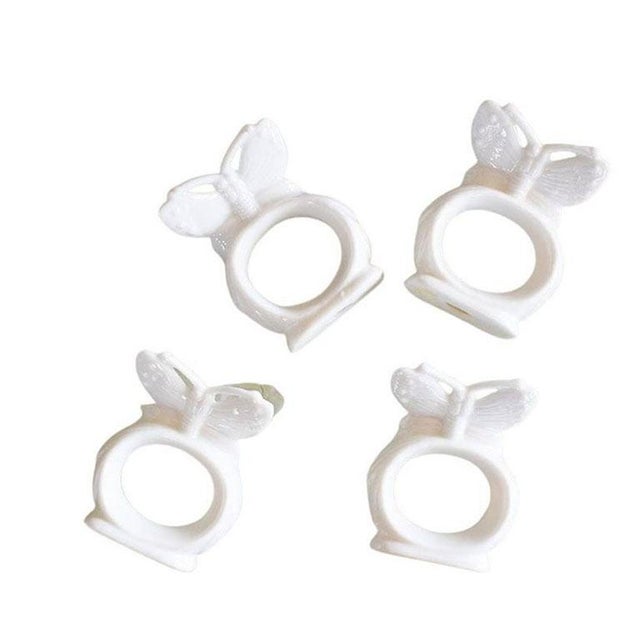 Traditional White Ceramic Butterfly Motif Napkin Rings - Set of 4 For Sale - Image 3 of 4