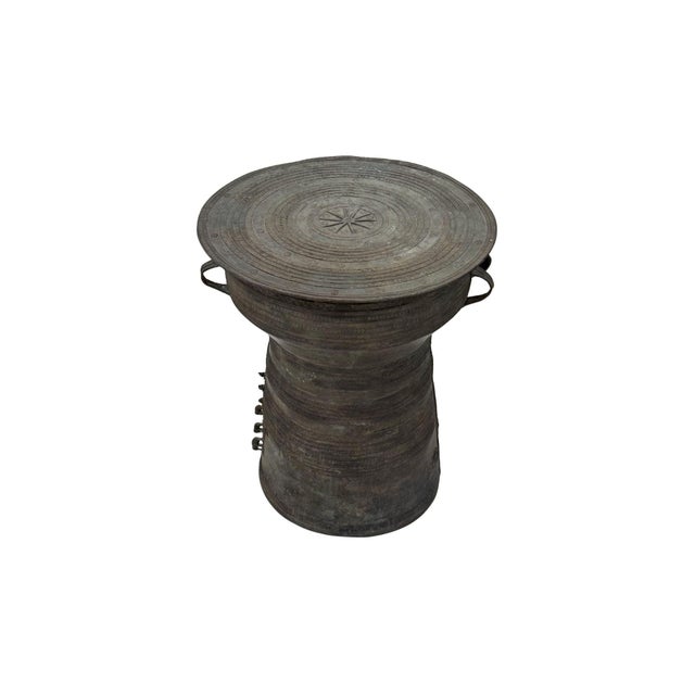 Cast Bronze Rain Drum With Elaborate Detail Patina Finish For Sale - Image 10 of 13