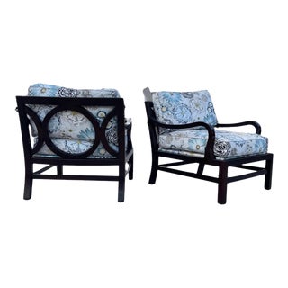 Pair of Low Slung Loop Back Lounge Chairs by Baker, Manner of Frances Elkins For Sale