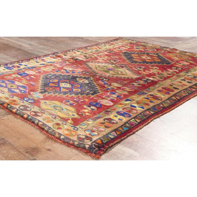 Textile Mid 20th Century Vintage Persian Shiraz Rug - 03'05 X 04'11 For Sale - Image 7 of 9