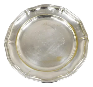 Vintage Hoka Metal Argente Germany Silver Plated Scalloped Round Dish Plate