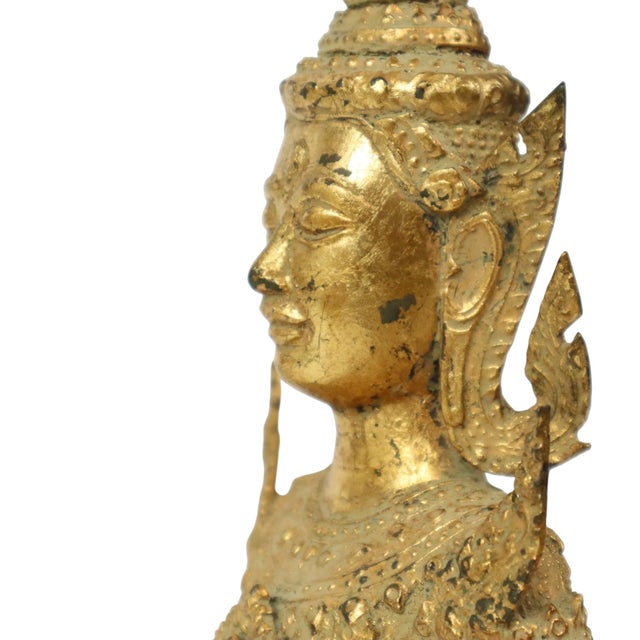 Gilded Bronze Buddha on Wooden Base, Thailand For Sale - Image 6 of 14