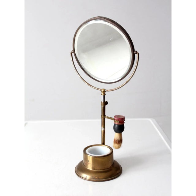 Mid 20th Century Antique Brass Shaving Mirror Set For Sale - Image 5 of 13