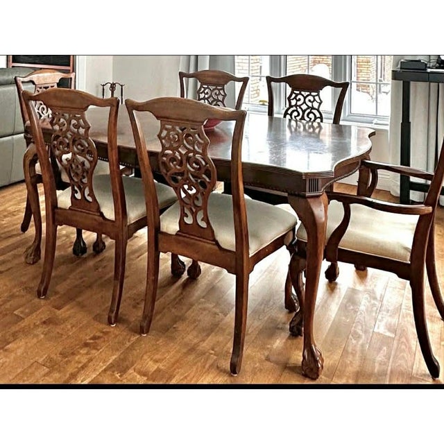 Antique Chippendale Mahogany Dining Set, Ball and Claw Foot, 6 Chairs For Sale - Image 10 of 11