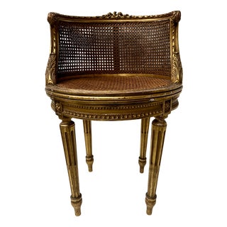 Louis XVI Style Armchair in Wood and Gilded Stucco For Sale