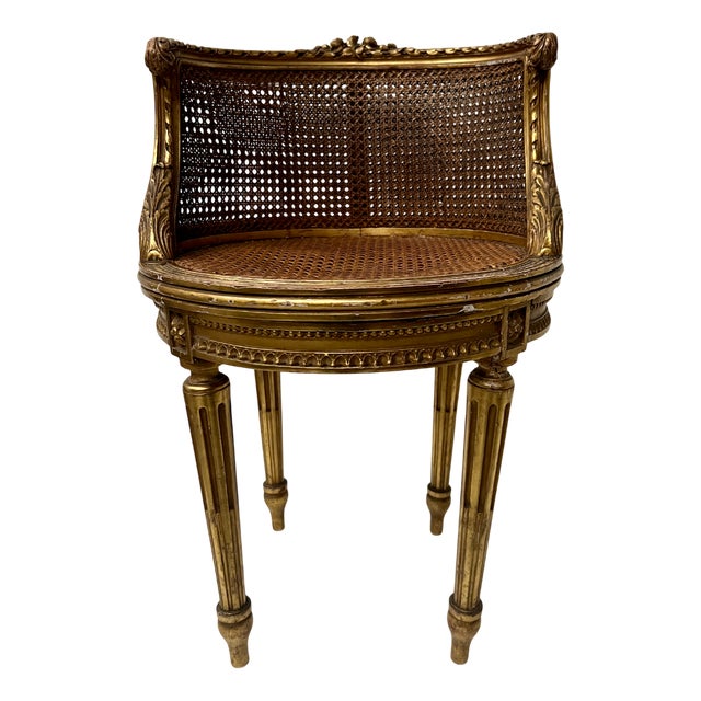 Louis XVI Style Armchair in Wood and Gilded Stucco For Sale