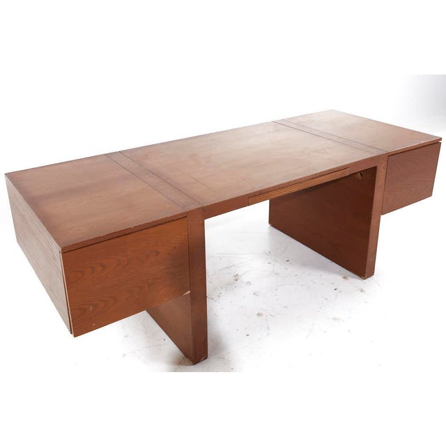 Dunbar Furniture Roger Sprunger for Dunbar Mid Century Executive Oak Desk For Sale - Image 4 of 9