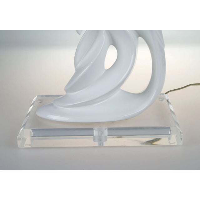 White Porcelain Pelican on Lucite Base For Sale - Image 4 of 8