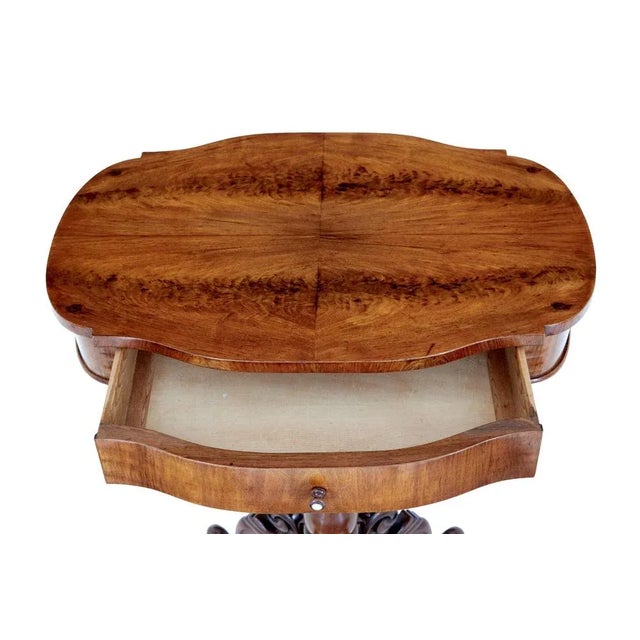 19th Century Carved Flame Mahogany Side Table For Sale - Image 5 of 9