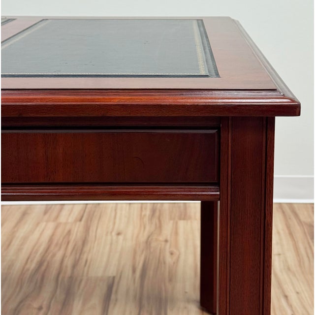 Vintage Kimball Leather Top Solid Wood Executive Desk For Sale - Image 12 of 18
