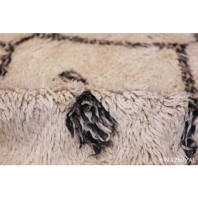 Nazmiyal Collection Ivory Shag Vintage Beni Ourain Moroccan Rug For Sale - Image 4 of 8