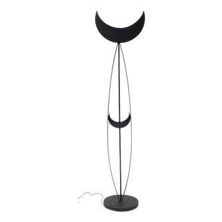 Luna Sculptural Floor Lamp in Wrought Iron, 1980s For Sale