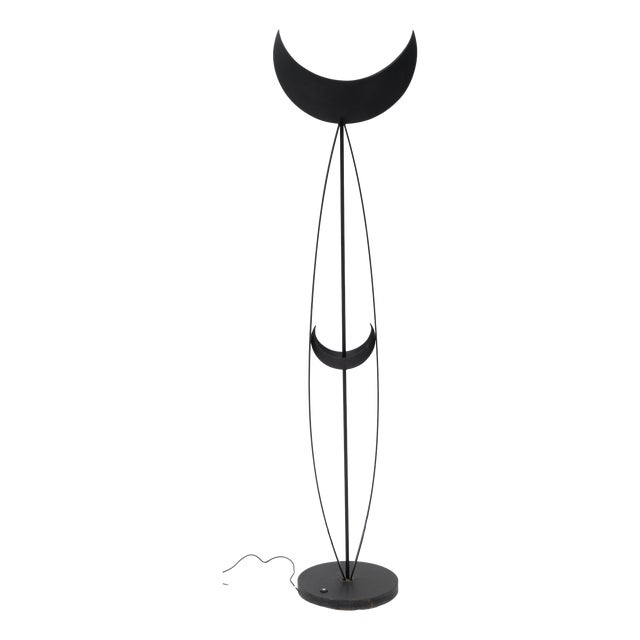 Luna Sculptural Floor Lamp in Wrought Iron, 1980s For Sale